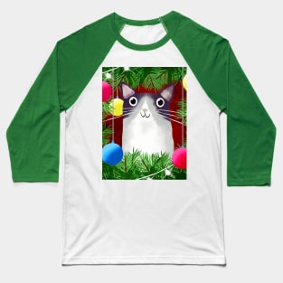 The Cat and the Christmas Tree Baseball T-Shirt